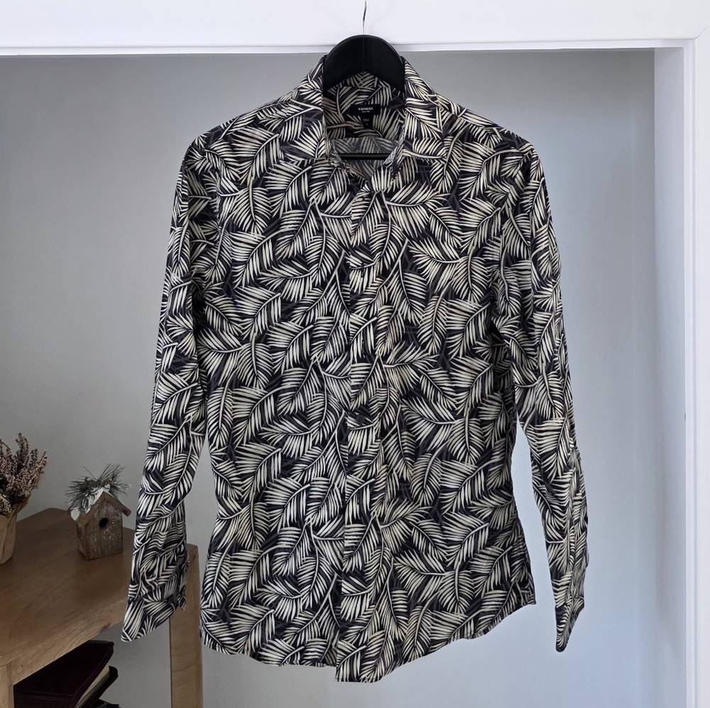 Express Black and Cream Patterned Shirt